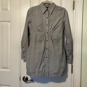 Black white plaid dress shirt tunic